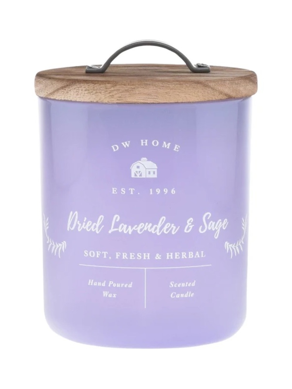 NWT DW Home Candle Farm House Dried Lavender and Sage Rosemary Rustic Lid 13.5oz